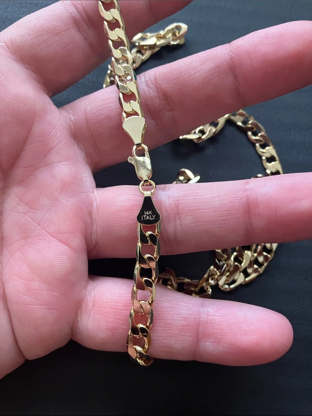 14k Yellow Gold Bonded Curb Chain Necklace 24”